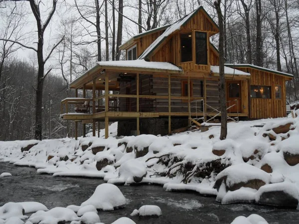 Log Cabin on the River cabin at White Lotus Eco Spa Retreat, Stanardsville, VA — photo 4 of 30