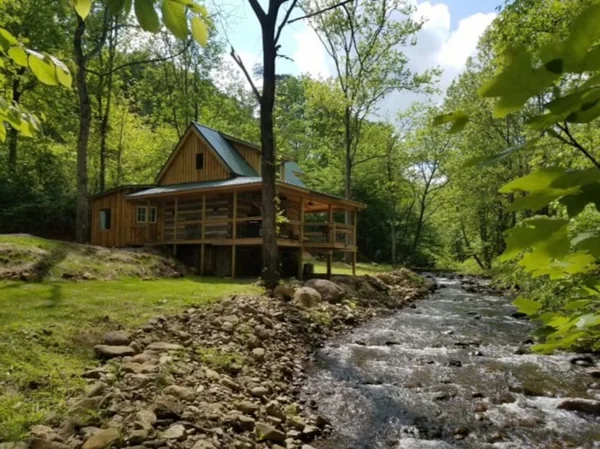 Log Cabin on the River cabin at White Lotus Eco Spa Retreat, Stanardsville, VA